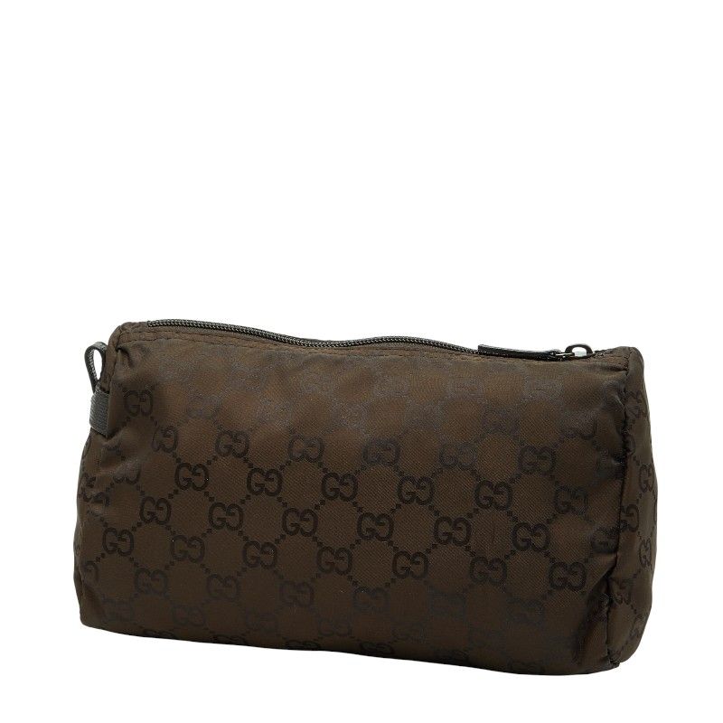 Gucci GG Nylon Pouch Cosmetic Pouch Accessory Case 224091 Brown Nylon Women's