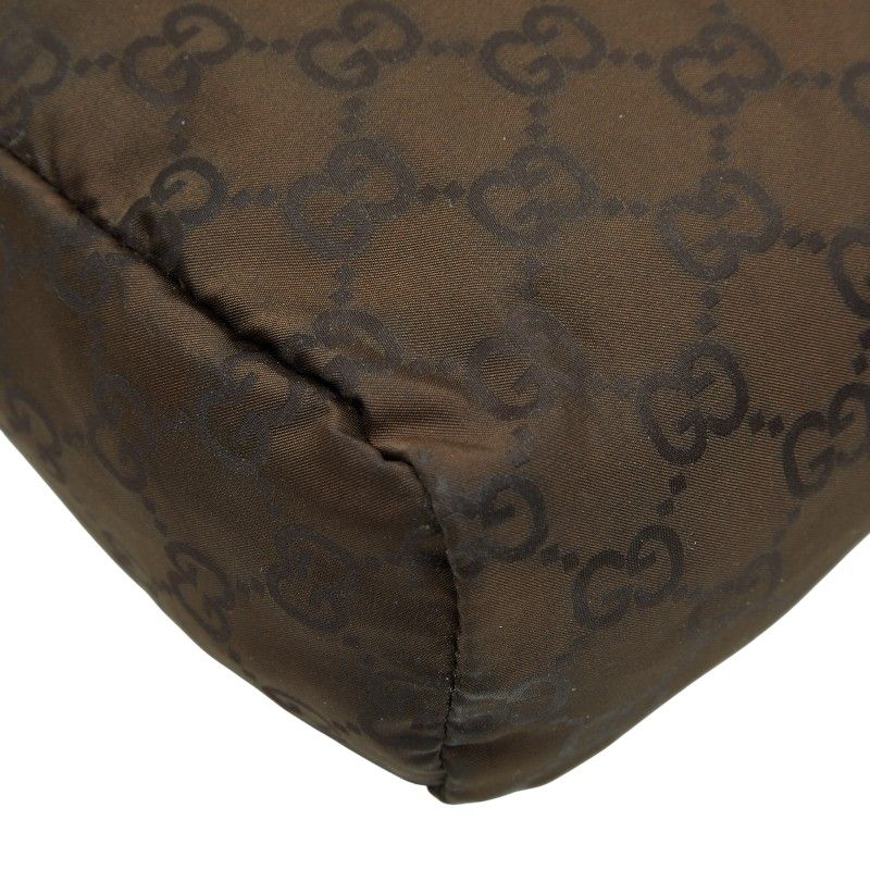Gucci GG Nylon Pouch Cosmetic Pouch Accessory Case 224091 Brown Nylon Women's