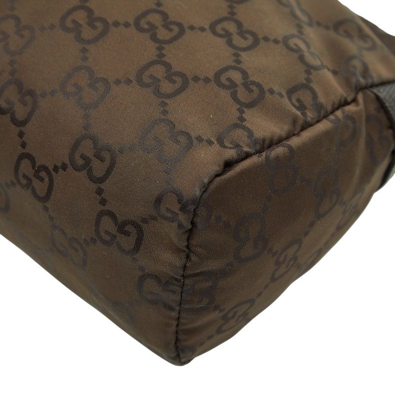 Gucci GG Nylon Pouch Cosmetic Pouch Accessory Case 224091 Brown Nylon Women's
