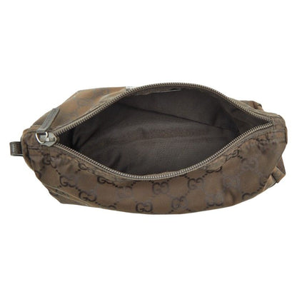 Gucci GG Nylon Pouch Cosmetic Pouch Accessory Case 224091 Brown Nylon Women's