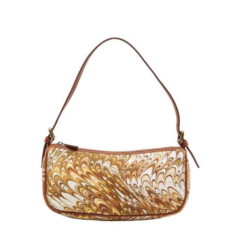 Celine Shoulder Bag Shoulder Brown White Canvas Leather Ladies Celine