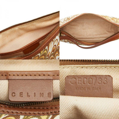 Celine Shoulder Bag Shoulder Brown White Canvas Leather Ladies Celine