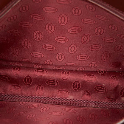 Cartier Crossbody Shoulder Bag Wine Red Bordeaux Leather Ladies Cartier