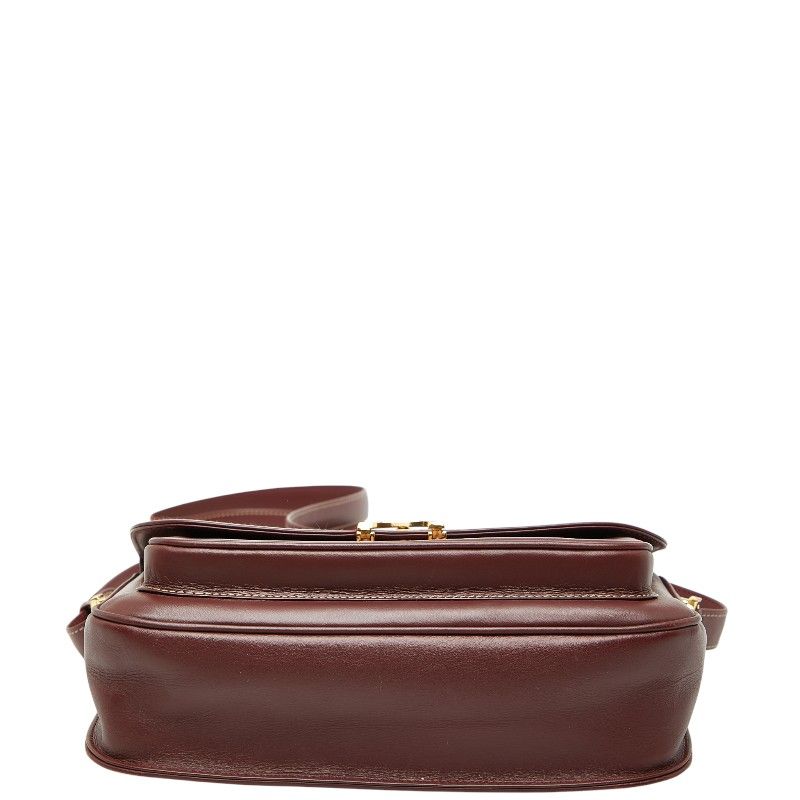 Cartier Crossbody Shoulder Bag Wine Red Bordeaux Leather Ladies Cartier