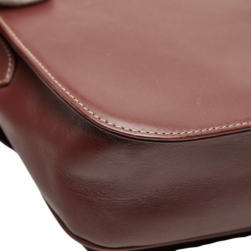 Cartier Crossbody Shoulder Bag Wine Red Bordeaux Leather Ladies Cartier