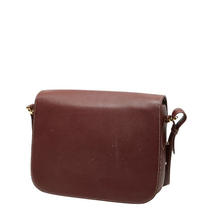 Cartier Crossbody Shoulder Bag Wine Red Bordeaux Leather Ladies Cartier
