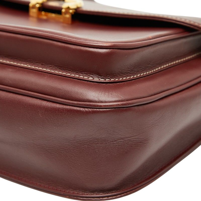 Cartier Crossbody Shoulder Bag Wine Red Bordeaux Leather Ladies Cartier