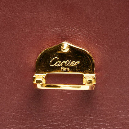 Cartier Crossbody Shoulder Bag Wine Red Bordeaux Leather Ladies Cartier