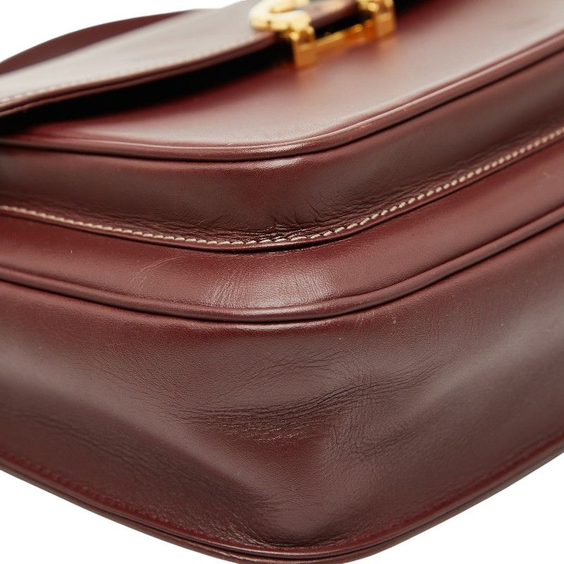 Cartier Crossbody Shoulder Bag Wine Red Bordeaux Leather Ladies Cartier