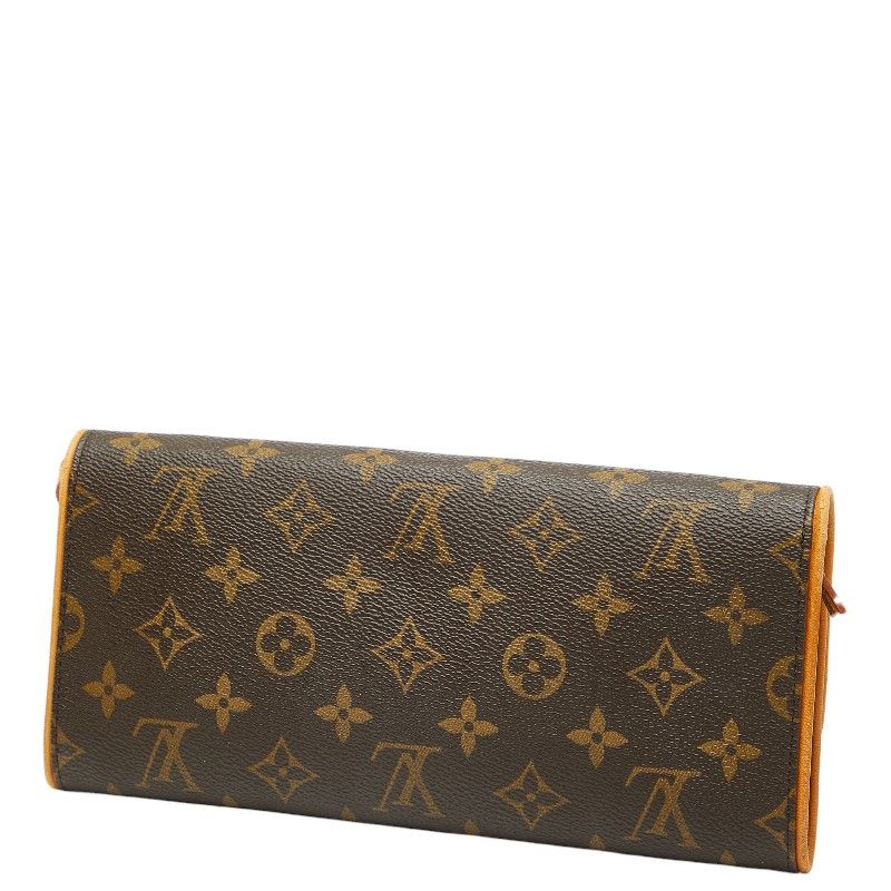 Louis Vuitton Monogram Pochette Twin GM Crossbody Shoulder Bag M51852 Brown PVC