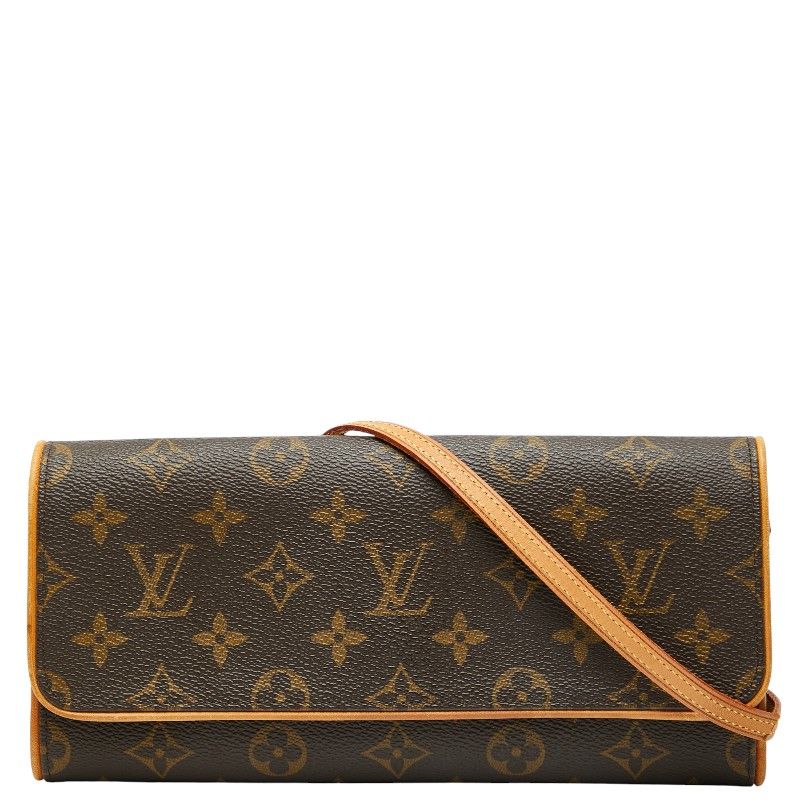 Louis Vuitton Monogram Pochette Twin GM Crossbody Shoulder Bag M51852 Brown PVC