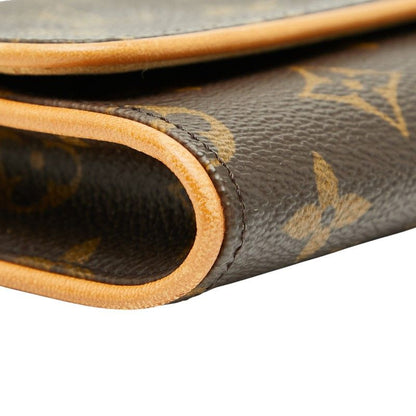 Louis Vuitton Monogram Pochette Twin GM Crossbody Shoulder Bag M51852 Brown PVC