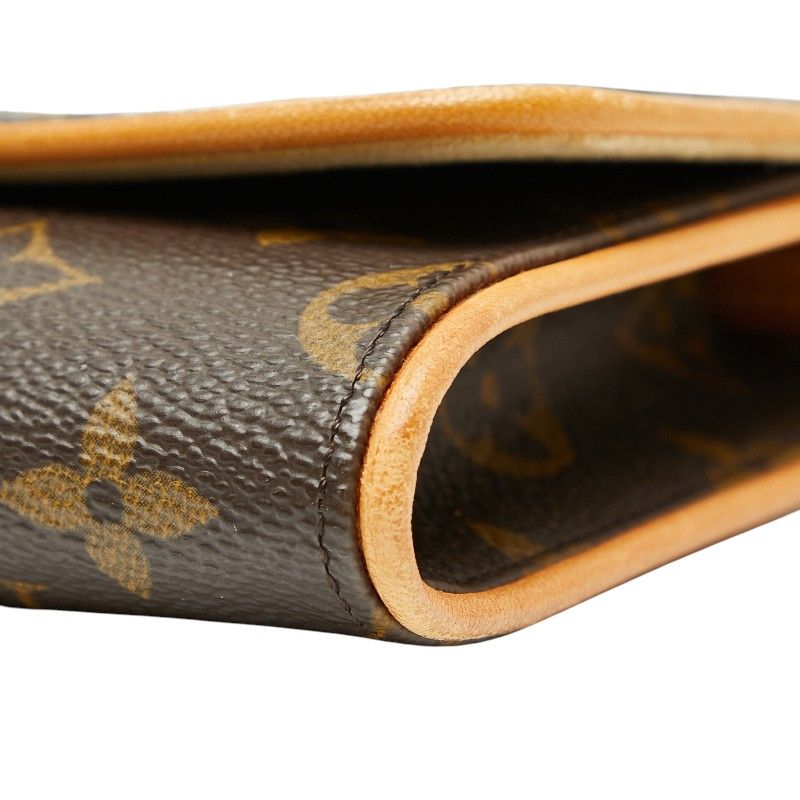 Louis Vuitton Monogram Pochette Twin GM Crossbody Shoulder Bag M51852 Brown PVC