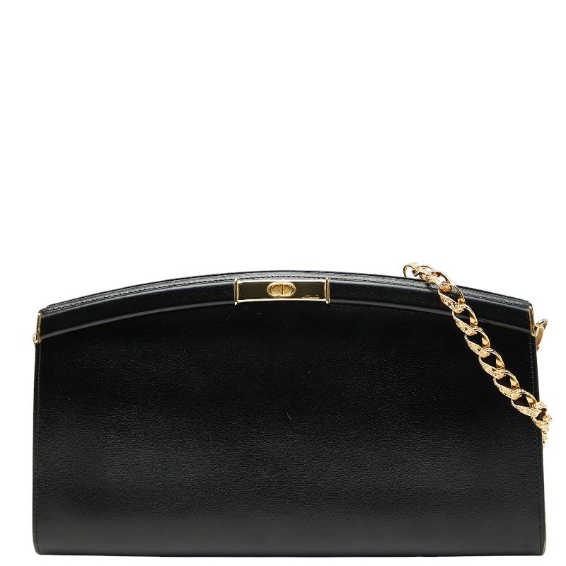 Dior Chain Shoulder Bag Black Leather Women's Dior