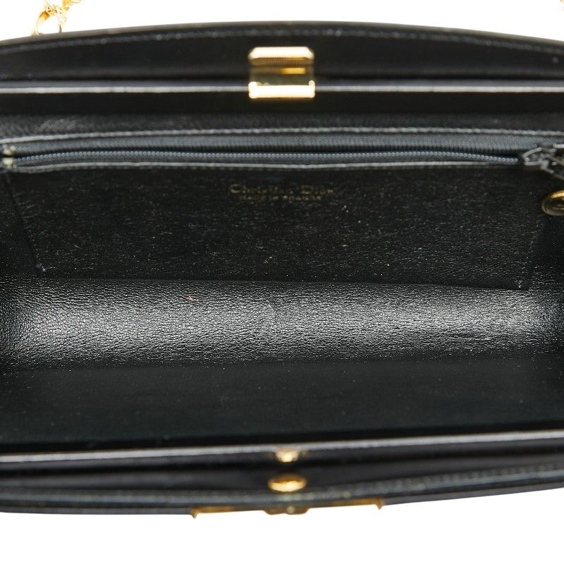 Dior Chain Shoulder Bag Black Leather Women's Dior