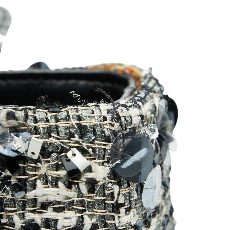 Christian Dior Bijou Lady Dior Medium Black Multicolor Tweed Leather Ladies