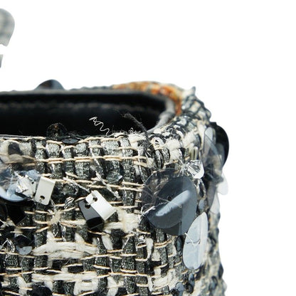 Christian Dior Bijou Lady Dior Medium Black Multicolor Tweed Leather Ladies