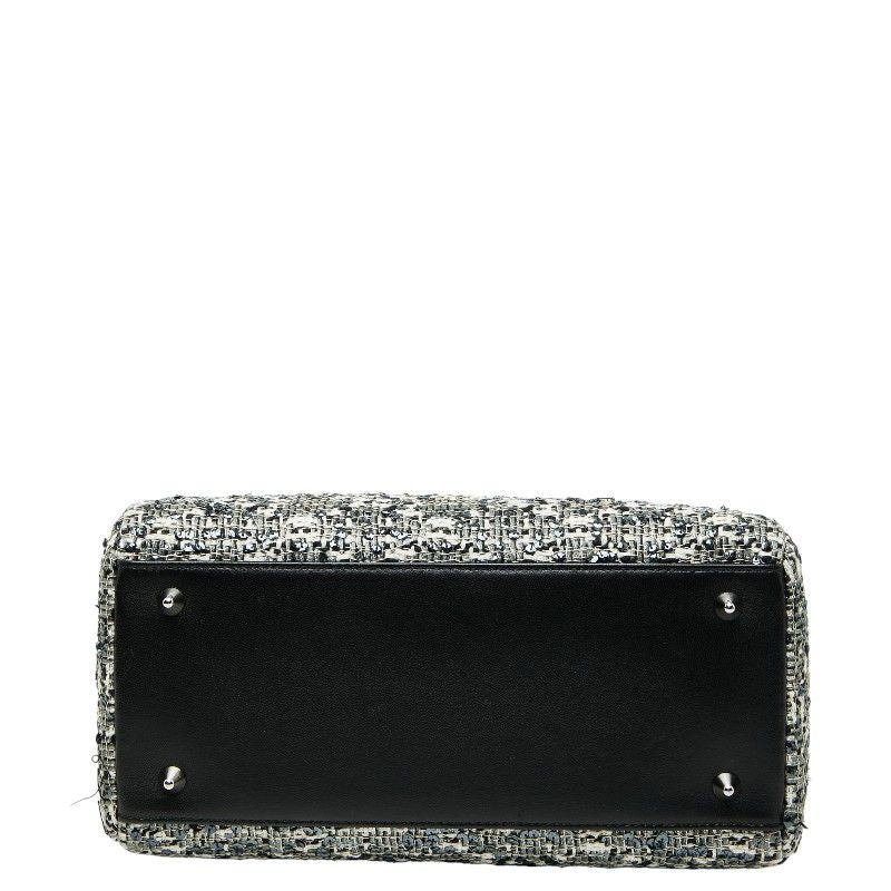 Christian Dior Bijou Lady Dior Medium Black Multicolor Tweed Leather Ladies
