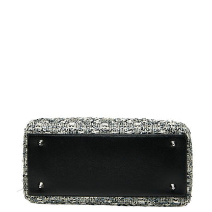 Christian Dior Bijou Lady Dior Medium Black Multicolor Tweed Leather Ladies