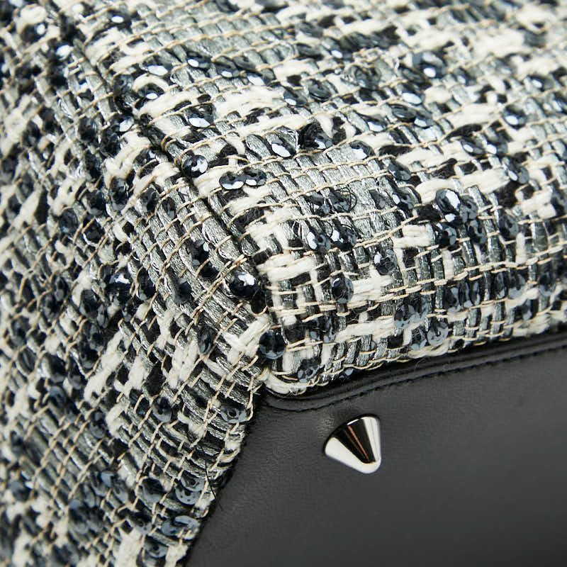Christian Dior Bijou Lady Dior Medium Black Multicolor Tweed Leather Ladies