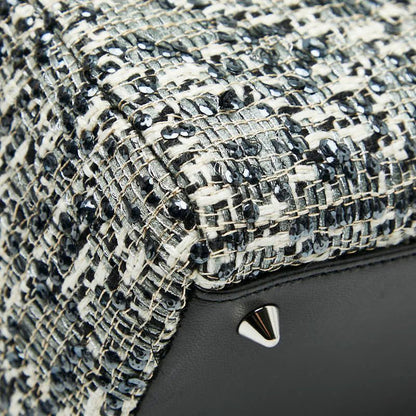 Christian Dior Bijou Lady Dior Medium Black Multicolor Tweed Leather Ladies