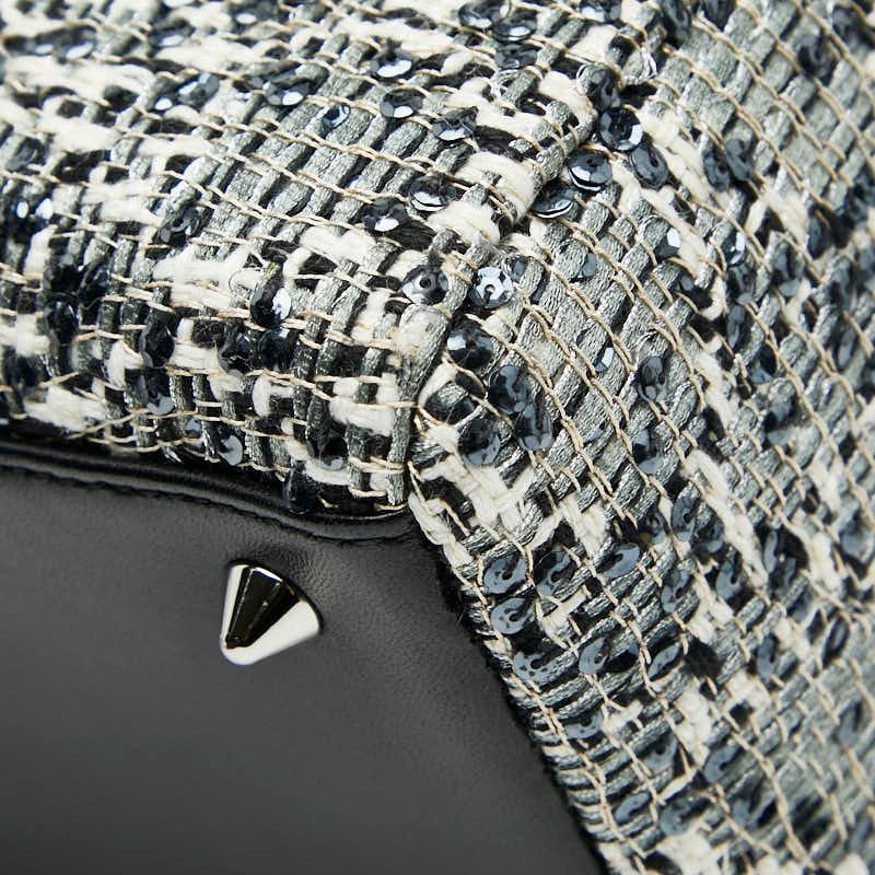 Christian Dior Bijou Lady Dior Medium Black Multicolor Tweed Leather Ladies