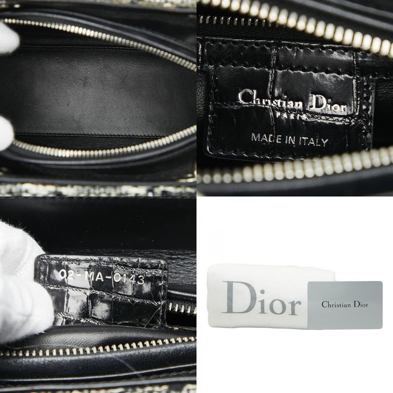 Christian Dior Bijou Lady Dior Medium Black Multicolor Tweed Leather Ladies