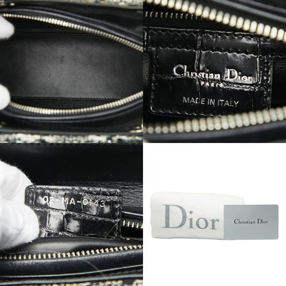 Christian Dior Bijou Lady Dior Medium Black Multicolor Tweed Leather Ladies