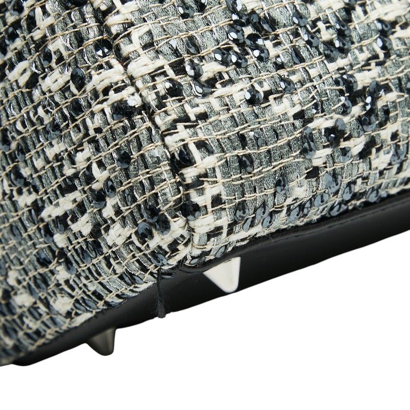 Christian Dior Bijou Lady Dior Medium Black Multicolor Tweed Leather Ladies