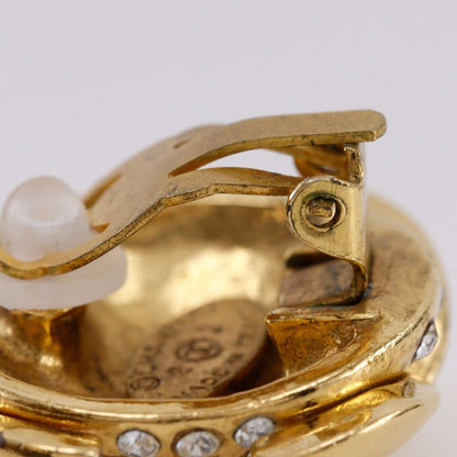 Chanel Cocomark Vintage Gold Plated X Rhinestone 23 Women's 34.1g Earring