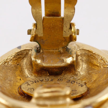 Chanel Cocomark Vintage Gold Plated X Rhinestone 23 Women's 34.1g Earring