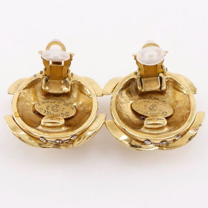 Chanel Cocomark Vintage Gold Plated X Rhinestone 23 Women's 34.1g Earring