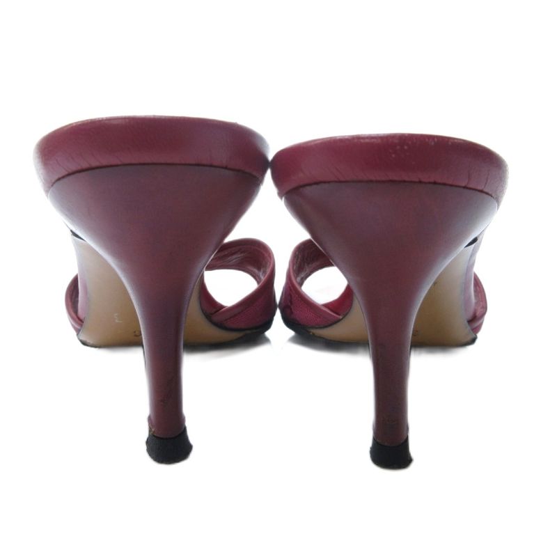 Gucci Horsebit GG Canvas Sandals Mules High Heels Leather Red Purple Bordeaux