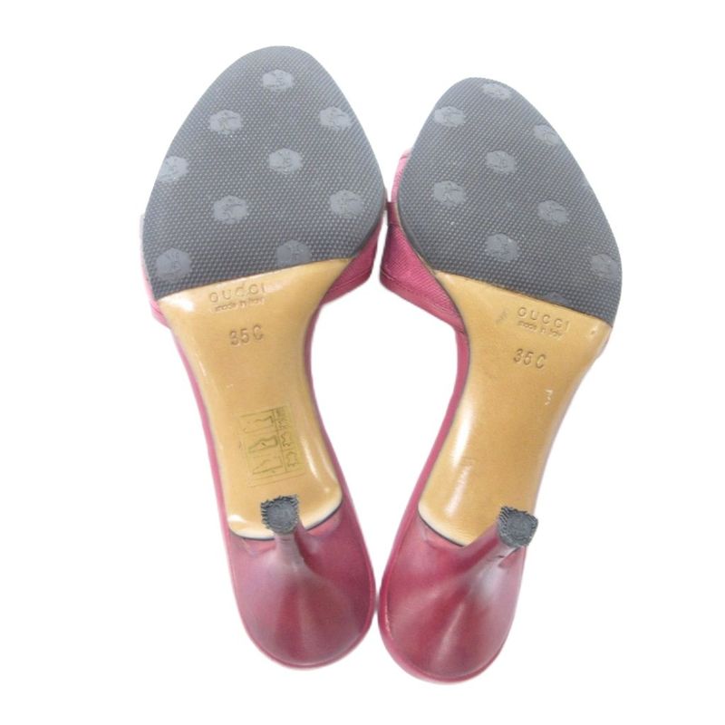 Gucci Horsebit GG Canvas Sandals Mules High Heels Leather Red Purple Bordeaux