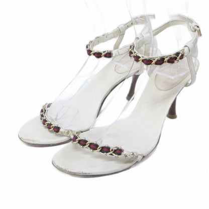 Gucci Sandals Sherry Line Chain Strap Leather High Heel 35 1 2 C Approx 22.5cm