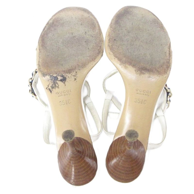 Gucci Sandals Sherry Line Chain Strap Leather High Heel 35 1 2 C Approx 22.5cm