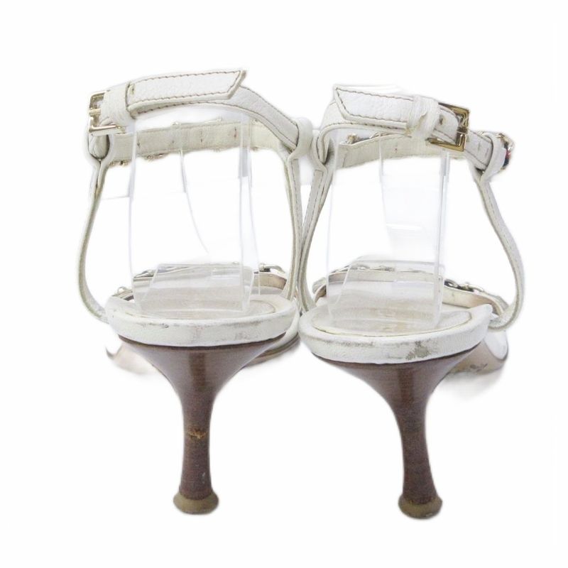 Gucci Sandals Sherry Line Chain Strap Leather High Heel 35 1 2 C Approx 22.5cm