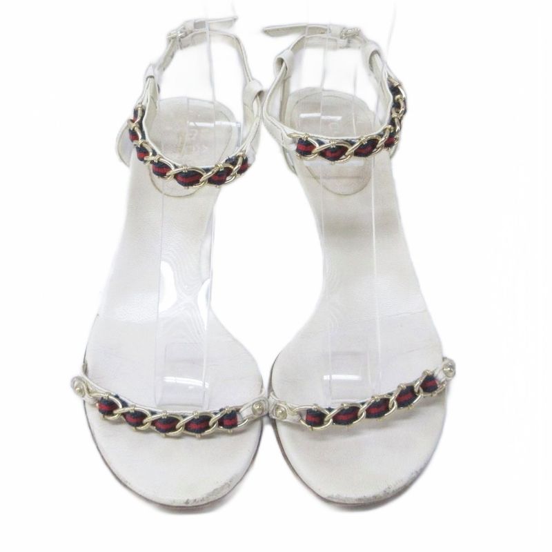Gucci Sandals Sherry Line Chain Strap Leather High Heel 35 1 2 C Approx 22.5cm