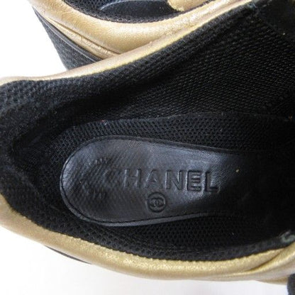 Chanel Sneakers Coco Mark Leather Cut-out Lace Up 36 Approx 23 cm