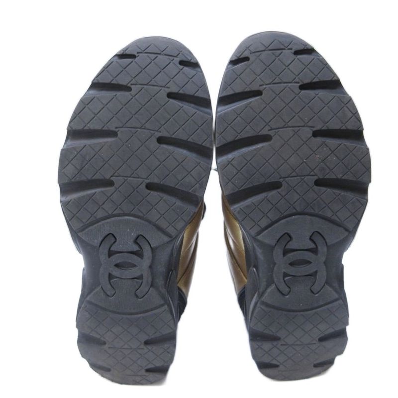 Chanel Sneakers Coco Mark Leather Cut-out Lace Up 36 Approx 23 cm