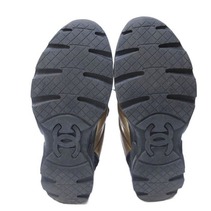 Chanel Sneakers Coco Mark Leather Cut-out Lace Up 36 Approx 23 cm