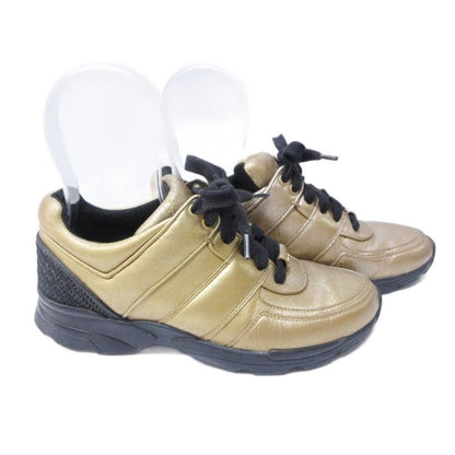 Chanel Sneakers Coco Mark Leather Cut-out Lace Up 36 Approx 23 cm