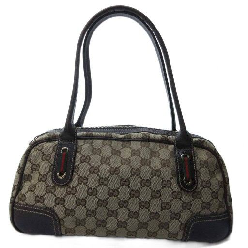 Gucci Sherry Line Printhie GG Canvas Handbag Mini Boston Cut Leather 161720