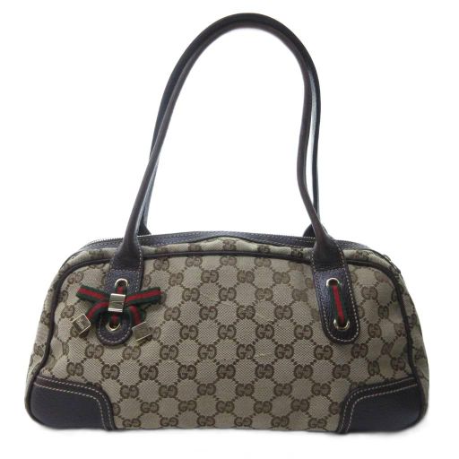 Gucci Sherry Line Printhie GG Canvas Handbag Mini Boston Cut Leather 161720