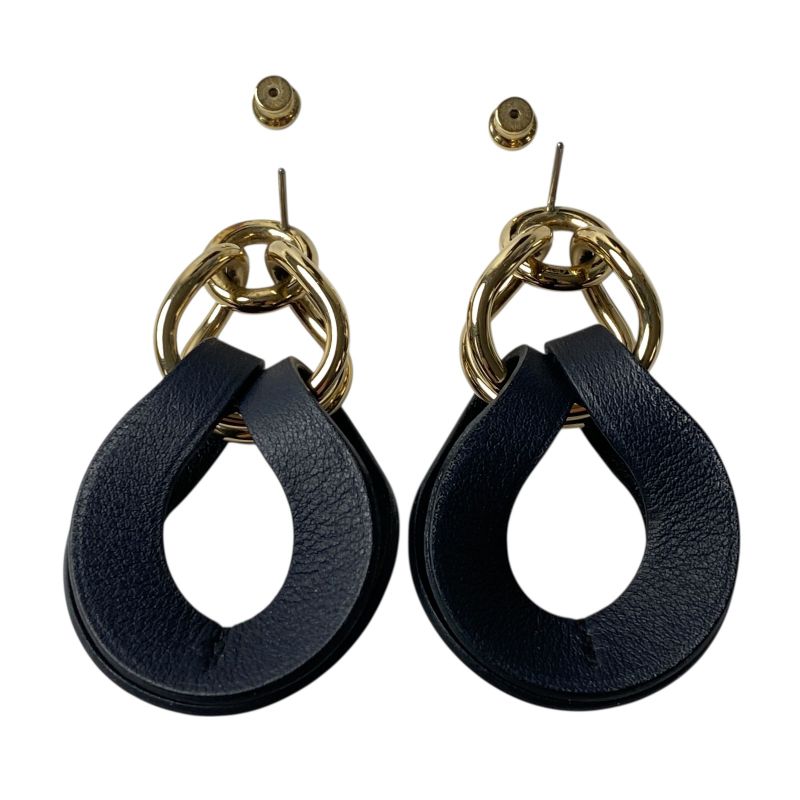 Hermes Women's Villevoord Leather Gold Earrings Gd0212