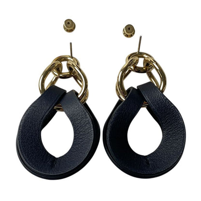 Hermes Women's Villevoord Leather Gold Earrings Gd0212