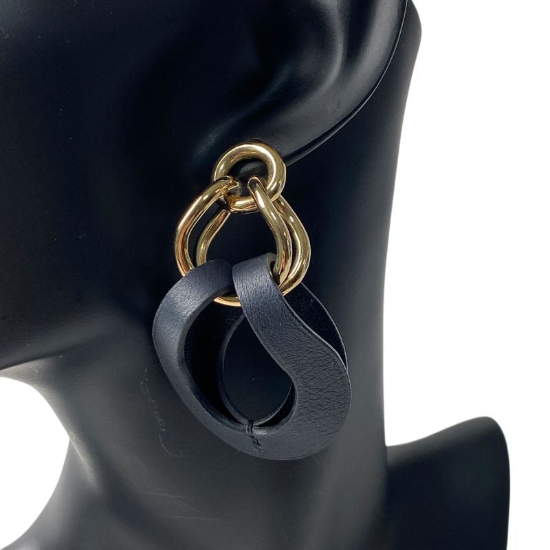 Hermes Women's Villevoord Leather Gold Earrings Gd0212