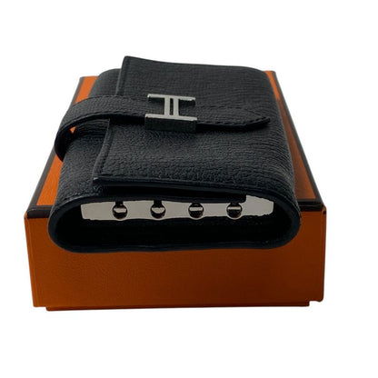 Hermes Women's Bearn 4 Key Case Vshardware W Engraved Chevre Misor Black