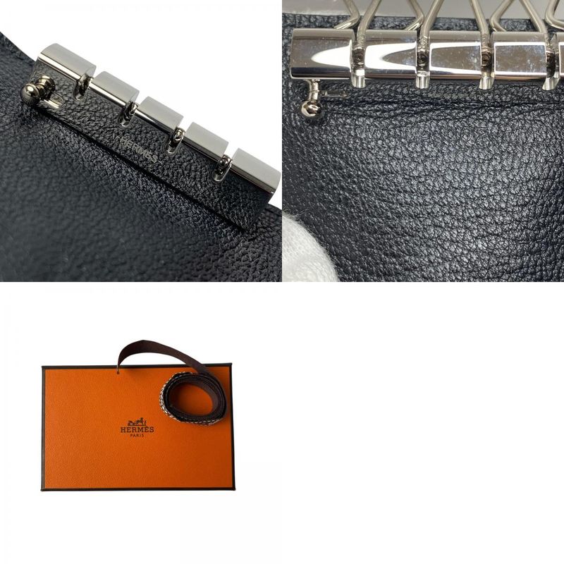 Hermes Women's Bearn 4 Key Case Vshardware W Engraved Chevre Misor Black