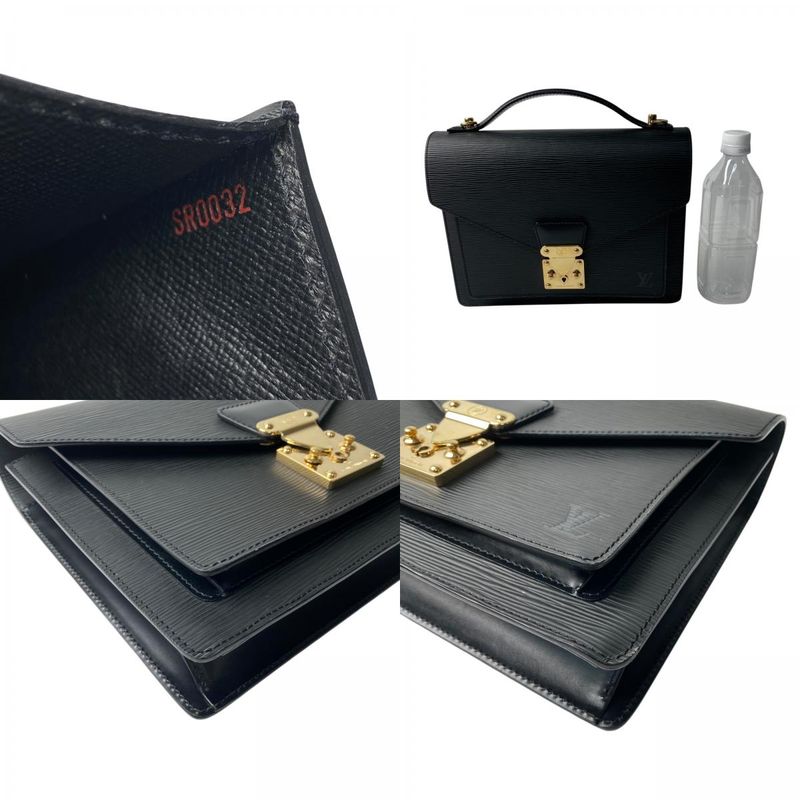 Louis Vuitton Women's Epi Monceau Noir Black Gold Hardware 2way Shoulder Bag